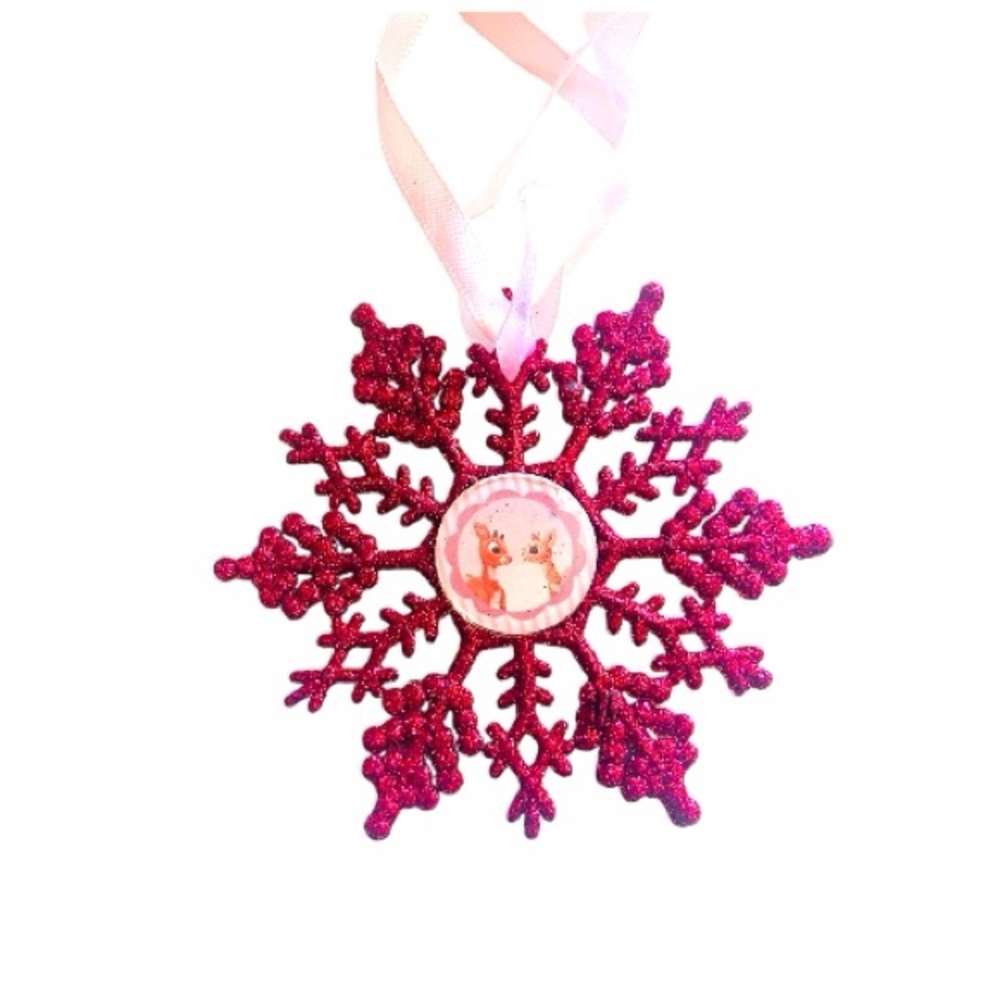 Rudolph Glitter Snowflake Ornament